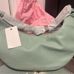 Poppy & Peonies Sage Mint Hobo Bag